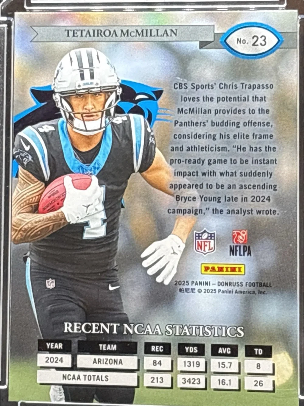 Panini Donruss Panthers Tetairoa McMillan Rookie Football Card